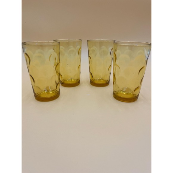 Other - Vintage Hazel Atlas Eldorado Juice Glass Set: Amber Gold Coin Dot